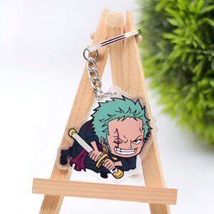 Porte-clé One Piece représentant Roronoa Zoro maître des trois sabres avec les couleurs distinctives du personnage