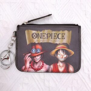 Porte-monnaie One Piece Luffy Sabo frères zippé cuir PU 9 x 12 cm
