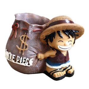 Porte stylo resine Bebe Luffy chapeau de paille décoration bureau