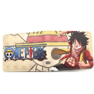 Portefeuille Luffy avec illustration dynamique du capitaine en cuir synthétique noir