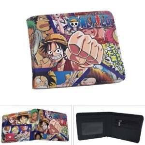 Portefeuille Luffy en simili cuir PU avec illustration détaillée de l'équipage Mugiwara