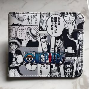 Portefeuille One Piece noir et blanc simili cuir avec motif manga