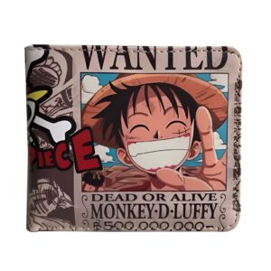 Portefeuille One Piece avis de recherche Luffy Wanted simili cuir