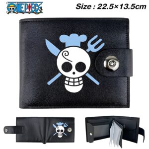 Portefeuille pliable Jolly Roger Sanji One Piece emblème pirate Mugiwara