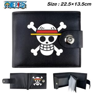 Portefeuille pliable Jolly Roger Mugiwara simili cuir végan