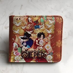 Portefeuille fan One Piece avec illustration de Luffy et Portgas D. Ace