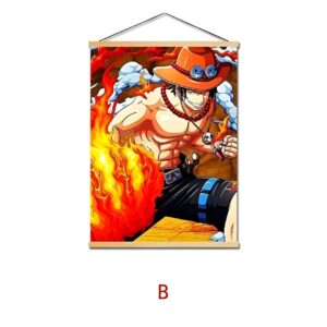 Affiche Ace avec le Poing En Flamme en couleurs vives pour décoration murale, personnage emblématique de One Piece et des Pirates Whitebeard