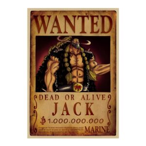 Avis de recherche de Jack, créature puissante des Beasts Pirates, affiche One Piece Kraft