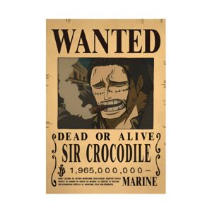 Affiche Avis de Recherche de Sir Crocodile Shichibukai One Piece, 42x28,5cm papier kraft impression haute définition