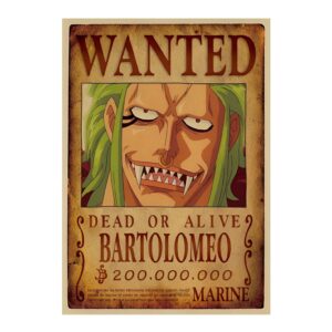 Poster Wanted Bartolomeo pirate fan équipage Mugiwara avis recherche haute définition One Piece