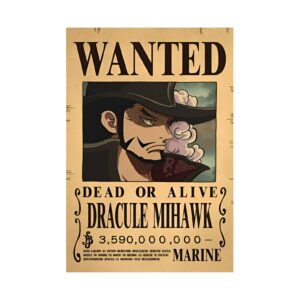 Affiche du légendaire épéiste Dracule Mihawk avec son regard perçant et sa présence intimidante