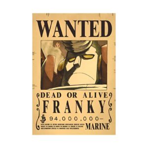 Poster Franky Wanted papier Kraft 42 cm One Piece