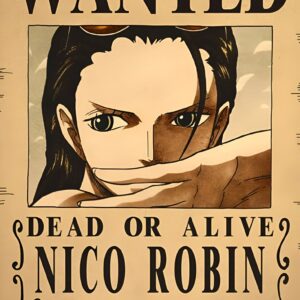 Poster Wanted Nico Robin archeologue Mugiwara sur papier Kraft style avis de recherche