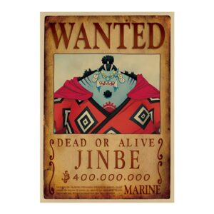 Poster Jinbe avis de recherche Wanted One Piece, Chevalier des Mers Mugiwara