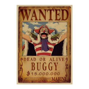 Poster Wanted Baggy le Clown, pirate excentrique, prime, format 51x35,5cm, papier Kraft