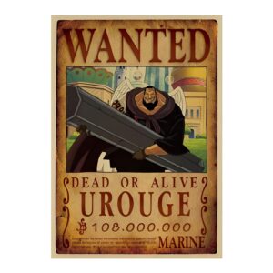 Avis de recherche Urouge Wanted pirate Pire Génération 108 millions de Berrys poster One Piece haute définition