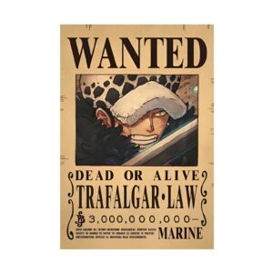 Poster Wanted Trafalgar Law pirate cœur kraft 42x28.5 cm
