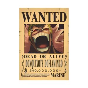 Poster Wanted Donquixote Doflamingo ex Corsaire Dressrosa papier Kraft One Piece