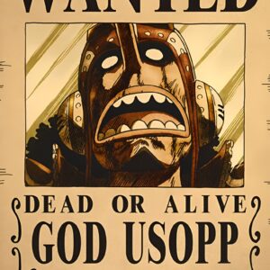Poster Wanted God Usopp One Piece papier Kraft 42 cm