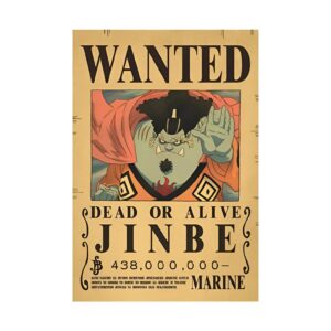 Poster Wanted Jinbe homme-poisson Mugiwara One Piece Kraft