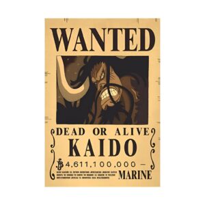Poster Wanted Kaido Empereur Beasts Pirates papier Kraft décoration One Piece