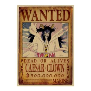 Avis de recherche de Caesar Clown, scientifique antagoniste du Punk Hazard, affiche One Piece