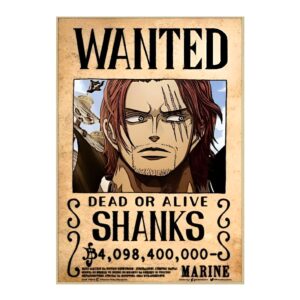Affiche Wanted Shanks le Roux avis recherche Red Hair Pirates One Piece