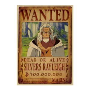 Poster Wanted Silvers Rayleigh, le Roi des Ténèbres et bras droit de Gold Roger, premier pirate du monde