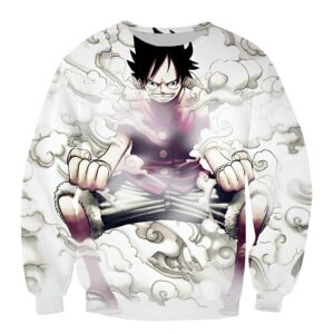 Pull avec impression 3D Luffy Gear 2 fan art One Piece