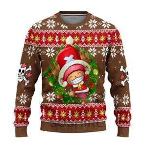 Pull de Noel Tony Tony Chopper en Pere Noel imprime One Piece