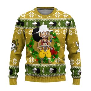 Pull de Noel Usopp One Piece impression 3D festive coton polyester
