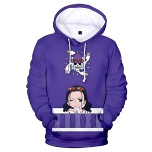 Pull One Piece avec design kawaii de Nico Robin en impression digitale haute définition