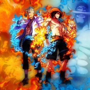 Puzzle 1000 pièces en bois figurant Ace et Marco du manga One Piece