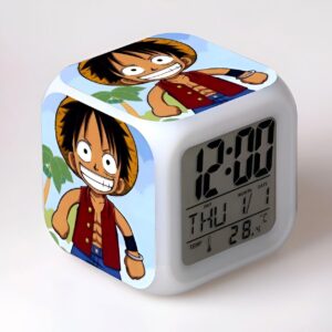 Réveil cube Luffy Gear 3, affichage LED 7 couleurs, accessoire enfant One Piece
