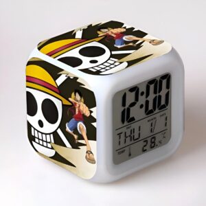 Réveil digital lumineux Luffy Capitaine, affichage LED multicolore, accessoire One Piece