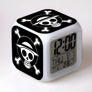 Réveil digital Luffy Jolly Roger One Piece, écran LED 7 couleurs