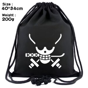 Sac bandoulière One Piece motif Luffy sur toile noire, 40 x 34 cm, fermeture chaîne, 20 litres