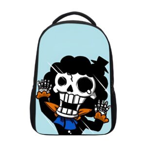Sac à dos enfant Brook chibi style One Piece, nylon beige avec motif squelette musicien