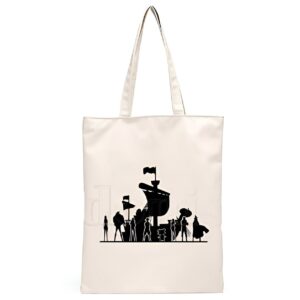 Sac cabas One Piece avec motif silhouette de l'équipage Mugiwara en noir sur canvas
