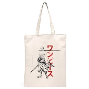 Sac cabas canvas 39x35cm motif Roronoa Zoro technique trois sabres Santoryu One Piece