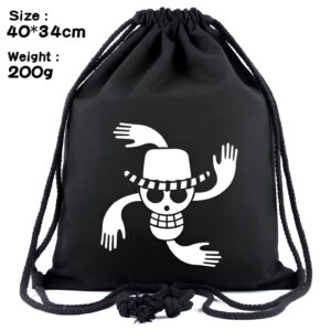 Sac à cordon One Piece Jolly Roger de Luffy au chapeau de paille, toile 40 x 34 cm, 20 litres