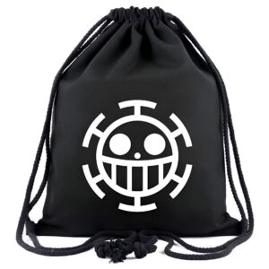 Sac à cordon One Piece avec motif Trafalgar Law des Heart Pirates, toile 40 x 34 cm, 20 litres