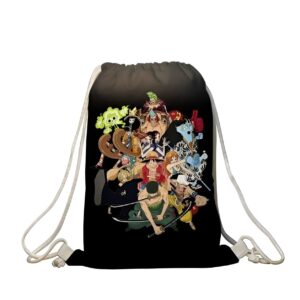 Sac à cordon One Piece design inspiré de l'équipage Mugiwara au Chapeau de Paille