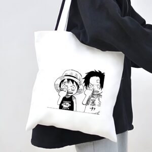 Sac coton One Piece Luffy équipage style épuré 35x40 cm