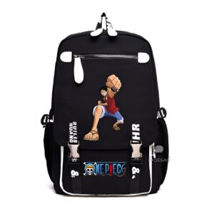 Sac à dos One Piece inspiré de Luffy, simili cuir, 46x30 cm, imprimé avec design dynamique du capitaine Mugiwara