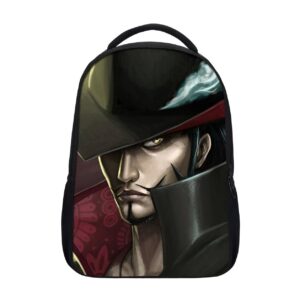 Sac à dos One Piece Dracule Mihawk en cuir végan avec compartiments multiples