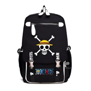 Sac à dos One Piece motif Jolly Roger en simili cuir avec bretelles rembourrées