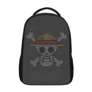 Sac à dos One Piece Jolly Roger motifs textes, accessoire Mugiwara nylon