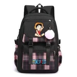 Sac a dos noir Luffy One Piece ecolier illustration capitaine Mugiwara