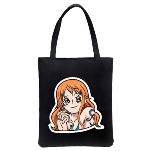 Tote bag Nami style kawaii sur coton 40x35 cm inspiré One Piece